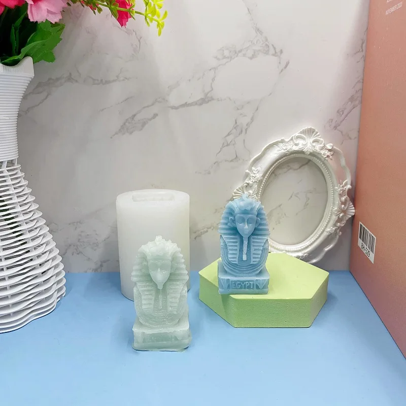 Cleopatra Pharaoh Aromatherapy Candle Silicone Mold DIY Diffuse Gypsum Crystal Glue Desktop Decoration Mold