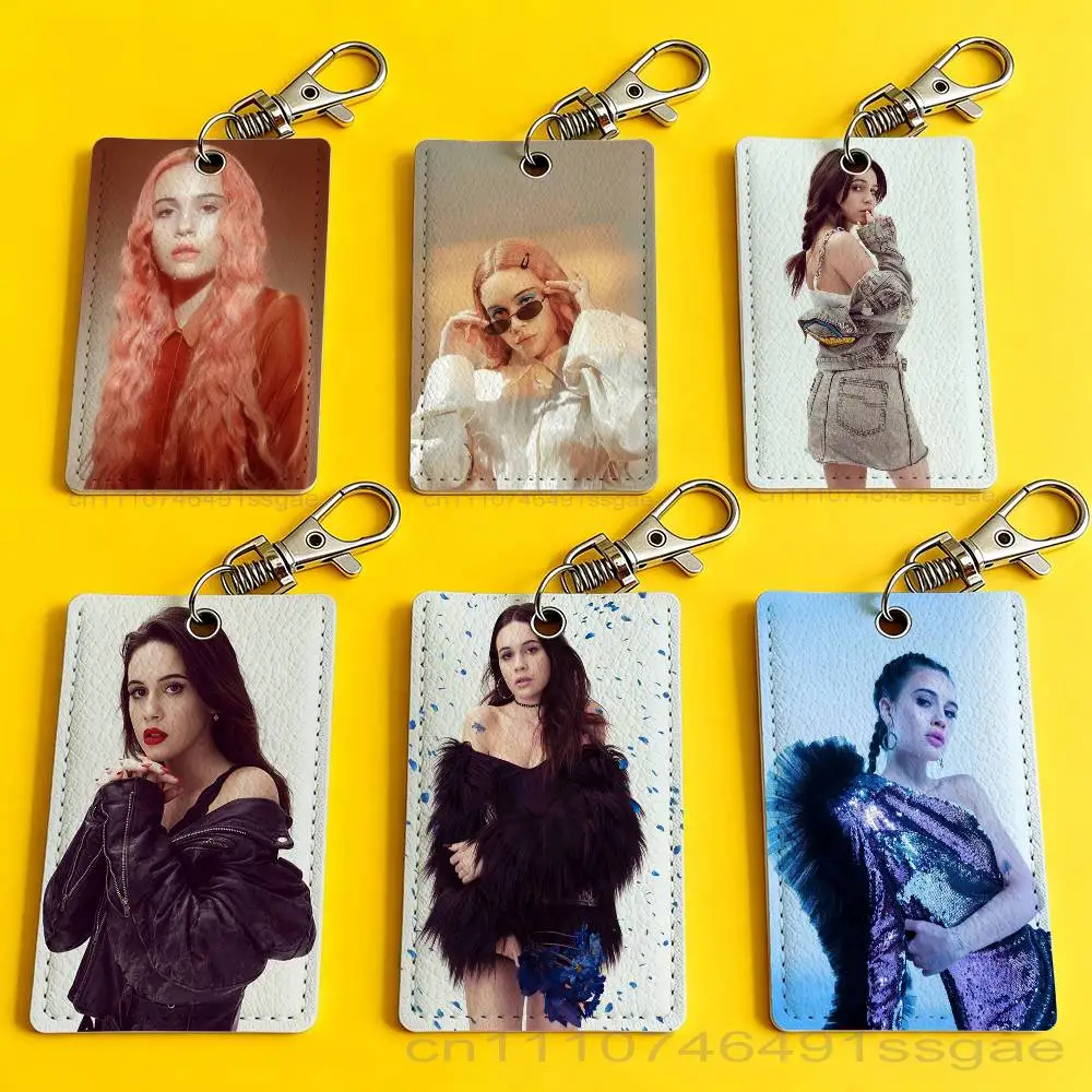 B-Bea Actor M-Miller Rectangle Access Card Case Leather Card Holder Keychain Key Ring Transportation Card Case