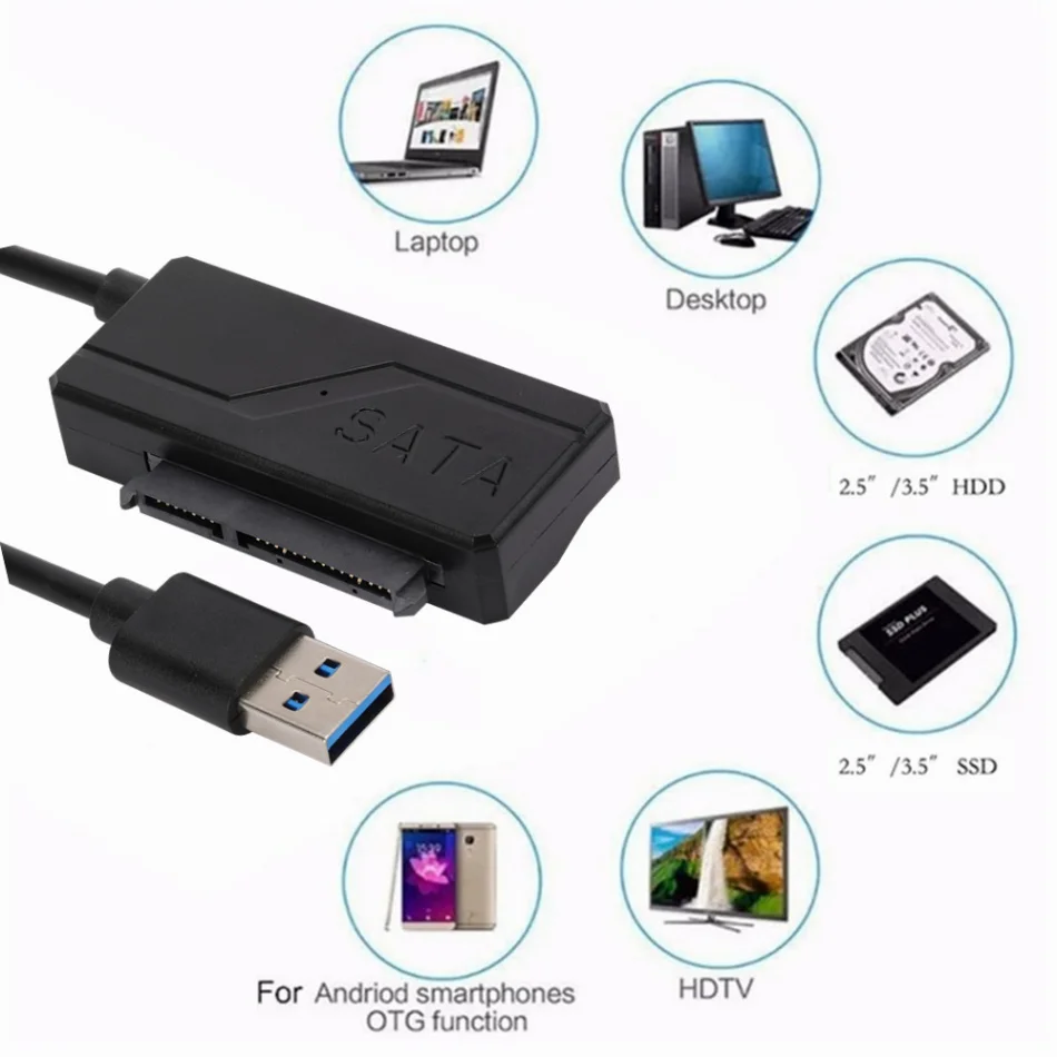SATA to USB 3.0 Adapter Cable USB to SATA 3 Cable Support 22 Pin 2.5 3.5 Inch External HDD SSD Hard Disk Computer Connector Fit