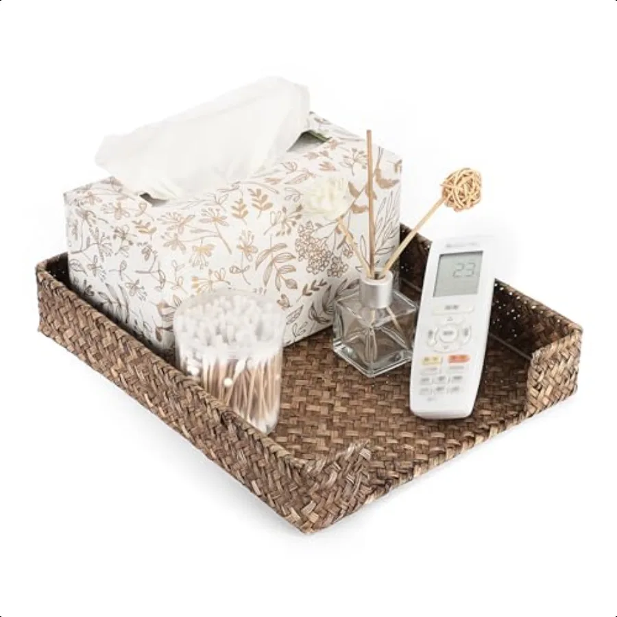

KY Multipurpose A4 File Tray Natural Seagrass Desk Tray Organizer Woven Letter Size Desk Documents Trays Magazine Files Storage