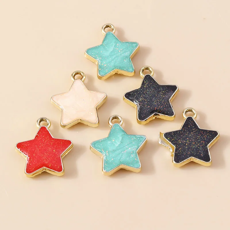 Leslie 10 stücke 14*17mm Emaille bunte fünfzackige Sterne Charme für Ohrring Halskette Anhänger DIY Schmuck Herstellung Accessoires