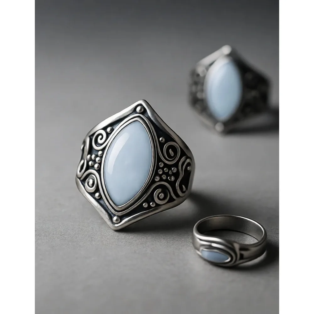 

Винтажное серебряное кольцо 925 пробы с лунным камнем для женщин, элегантное ювелирное украшение с драгоценным камнем для свадьбы