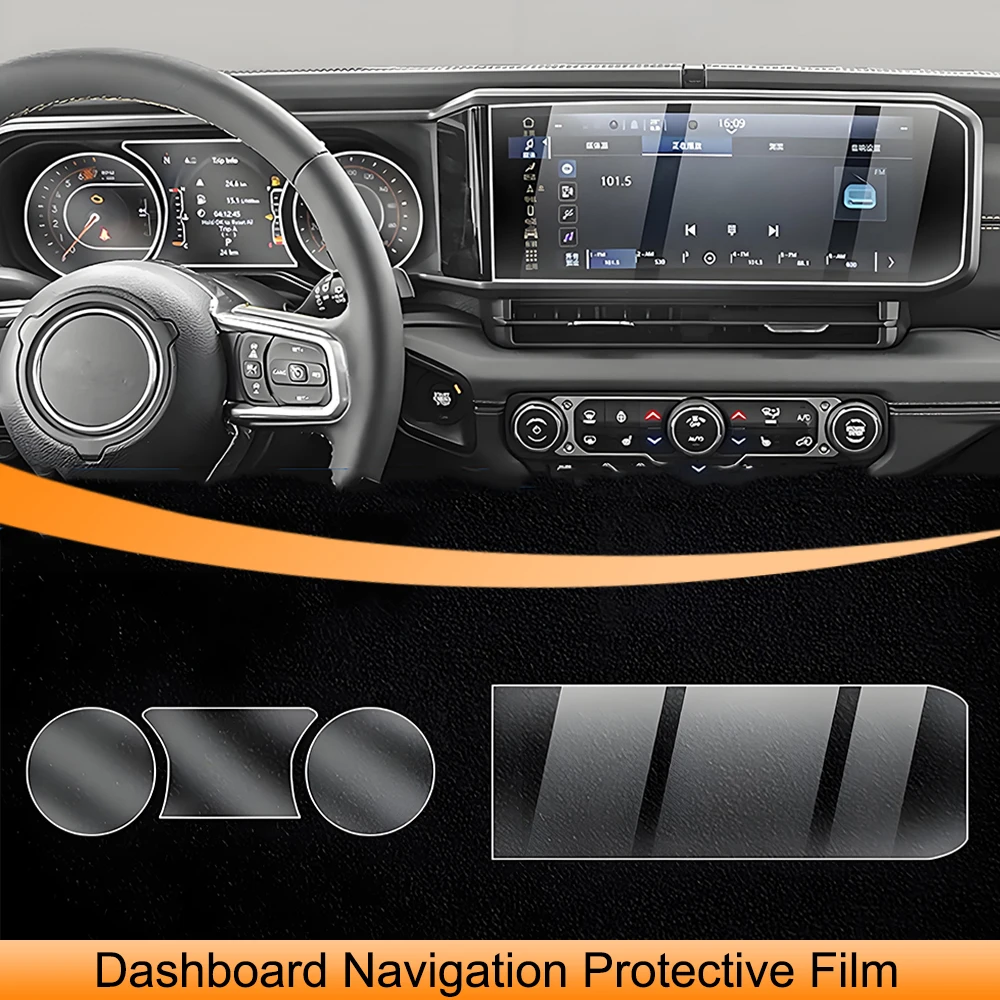 

Car Dashboard Navigation Protective Film for Jeep Wrangler JL 2024 2025 GPS Screen Display Protect Stickers Interior Accessories