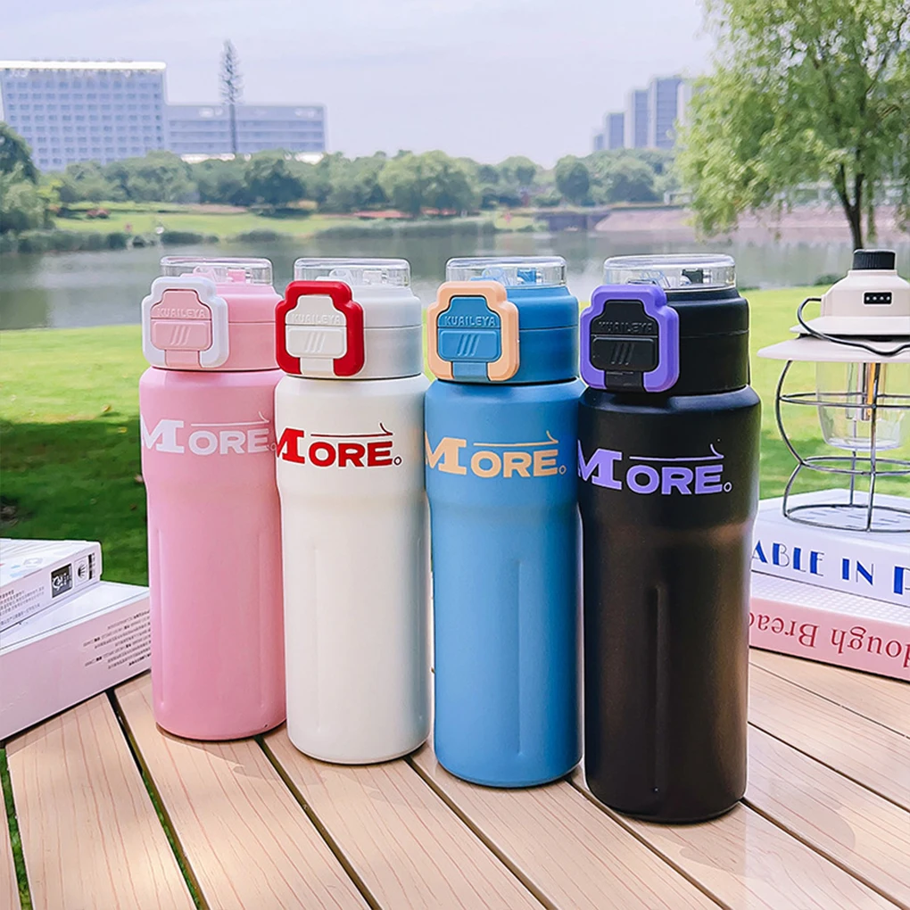 Portable Thermos with Straw Stainless Steel Thermal Mug Tumbler Coffee Cup Sports Vacuum Flasks Cold and Hot Water Bottle