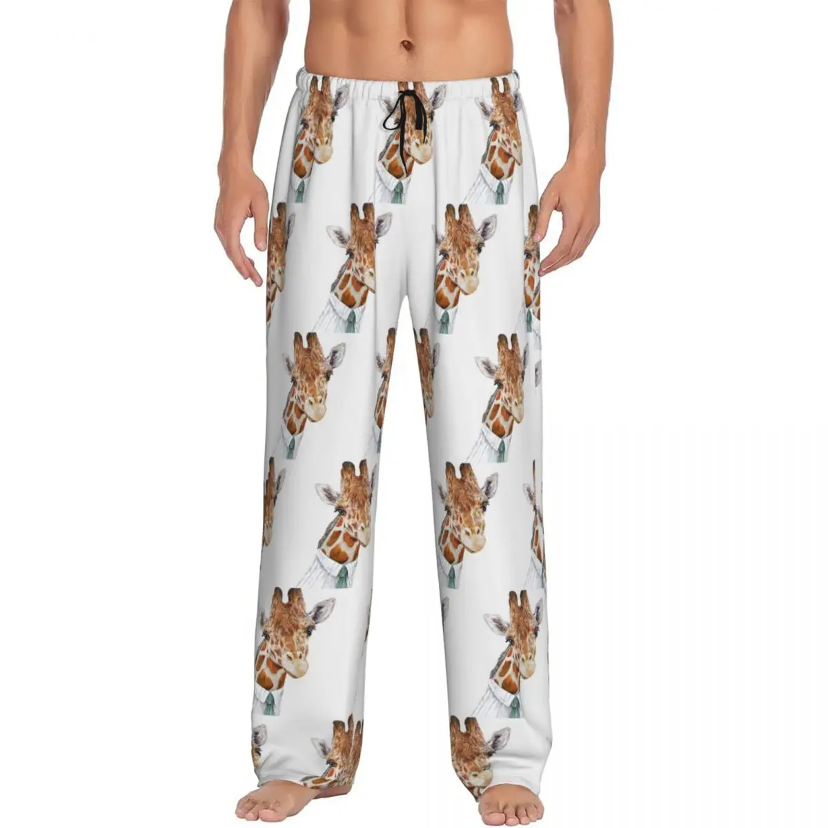 

Изготовленные на заказ пижамные штаны с изображением жирафа, мужская одежда для сна, штаны для сна с карманами