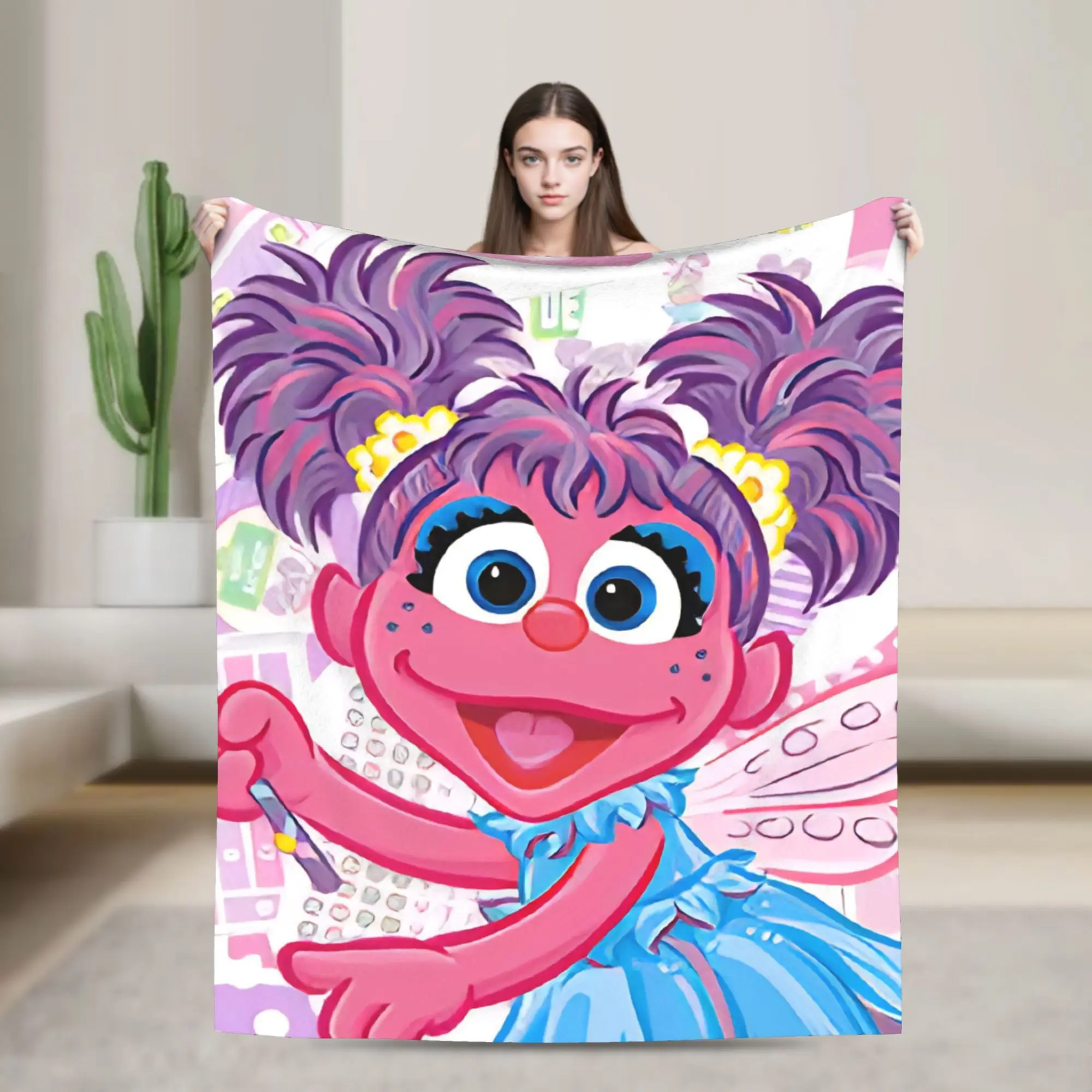 Sesames Streets  Blanket Cover Abby Cadabby Wool Throw Blanket Home Couch Decoration Soft Warm Bedspreads,