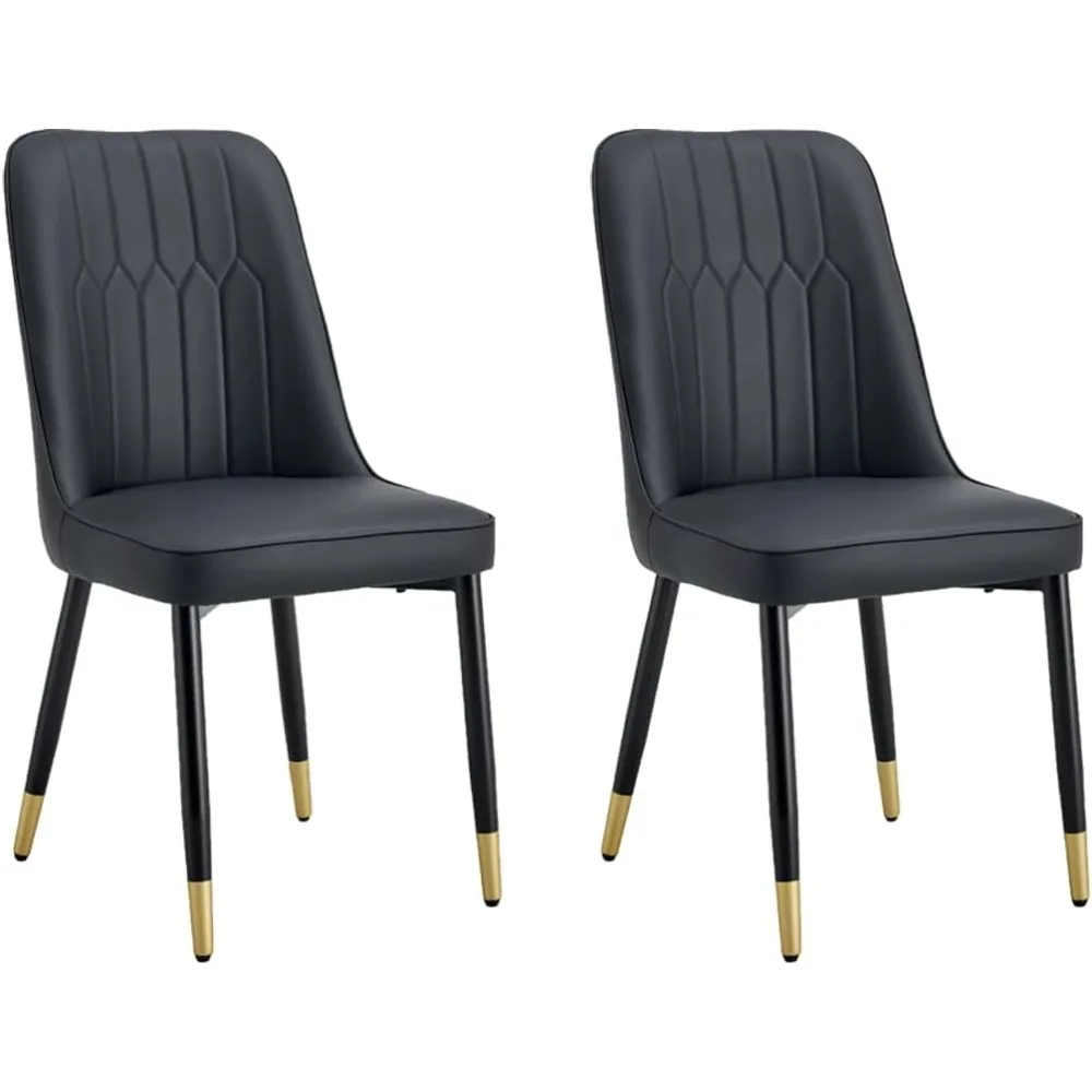 

Dining Chairs Set of 2，Modern Dining Chairs, Equipped with PU Leather Backrest Cushions and Black Metal Legs, Suitable for Resta