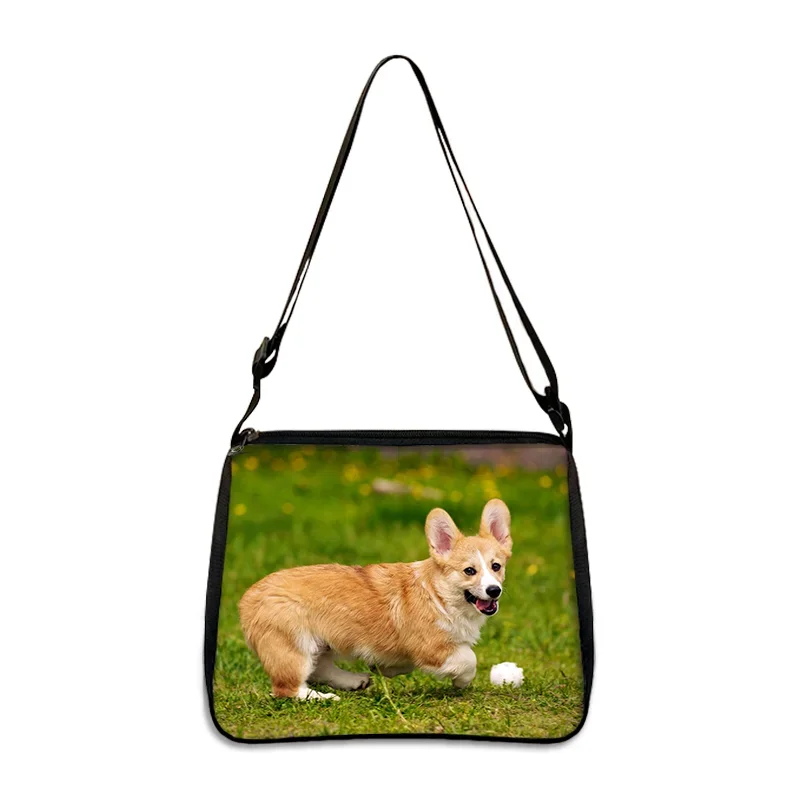 Cartoon Corgi Dog Print Messenger Bag Women Handbag Dachshund Pug Clutch Girl Shoulder Bag ForTravel Casual Tote Bags