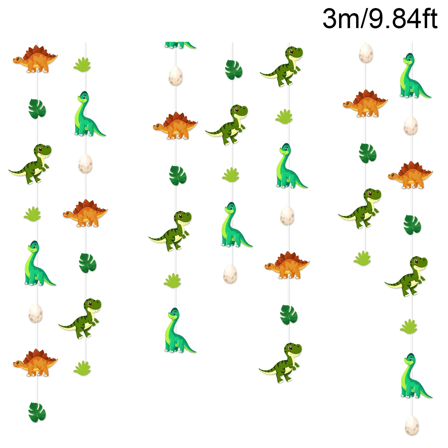 3 Meter lange Cartoon-Dinosaurier-Hängegirlande für Jungen und Mädchen, Geburtstagsparty-Dekorationen – Dinosaurier-Themen-Deckenbanner – Detail 8