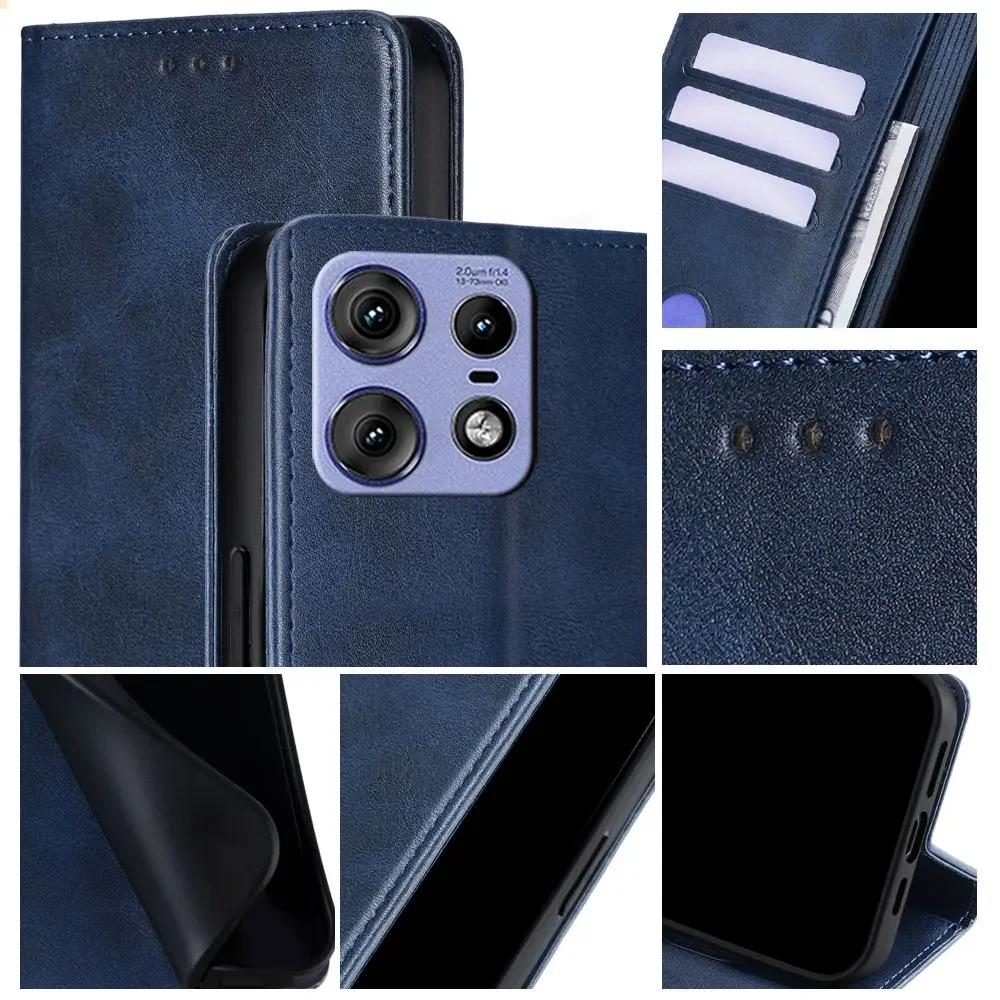 Business PU Leather Flip Wallet Case for Motorola Edge 50 Pro 50 Fusion Neo Edge 5G 2024 Shockproof Cover Card Holder