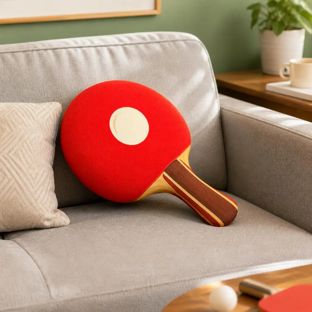 Table Tennis Paddle Shaped Pillow Ping Pong Cushion Plush Stuffed Throw Pillow Sports Fan Game Room Decor Player Fun Gift
