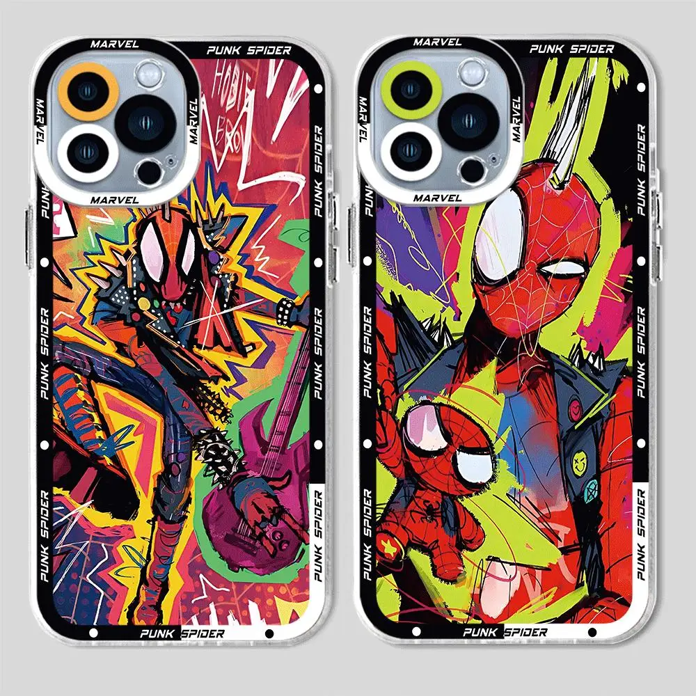Marvel Spider Man Punk  Phone Case for Apple iPhone 13 12 Mini 8 Plus XS X 7 14 Pro Max 11 Pro SE 15 Pro XR Cover
