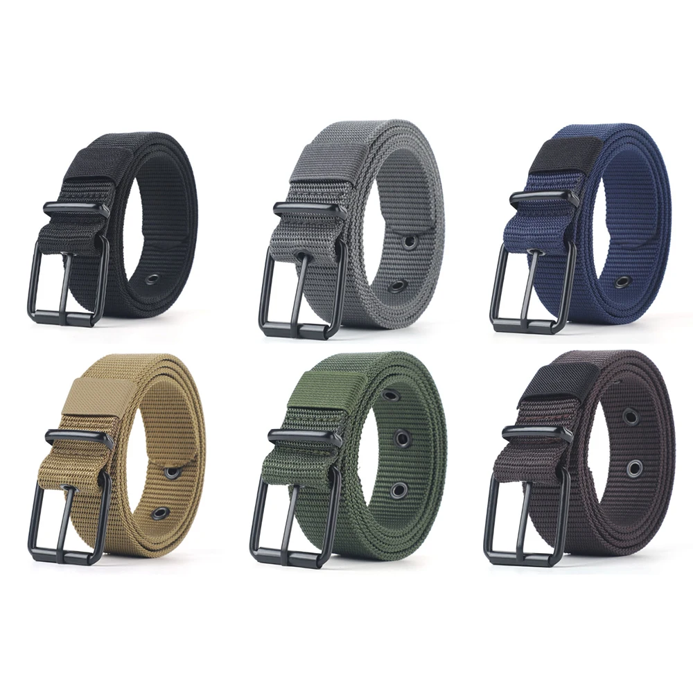 1 Pcs Men Multi-hole Canvas Belts Braided Stretch Belt Pin Buckle Belt Casual Jeans Waistband