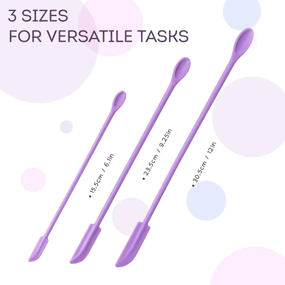 3Pcs Double End Silicone Makeup Spatula Set, Small Medium Large Cream Residue Scraper 6 Colors Available