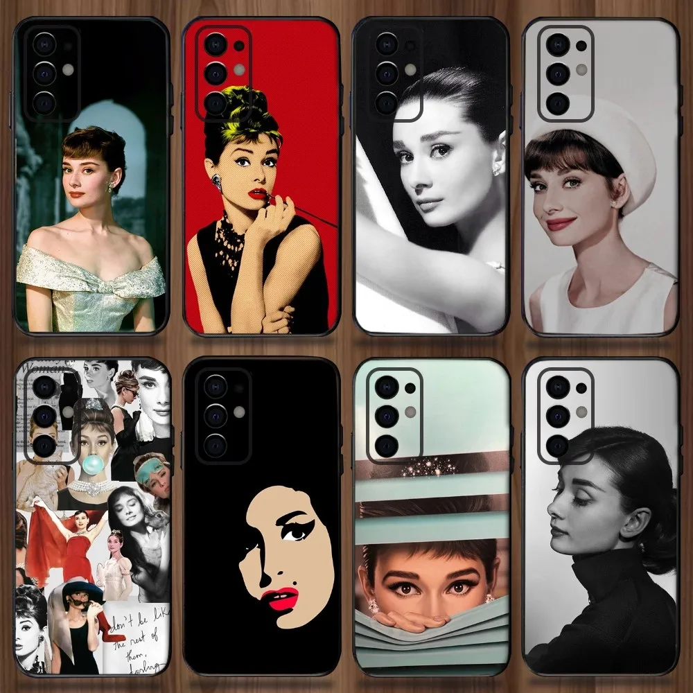 Audrey Hepburn Phone Case For Samsung Galaxy A13,A21s,A22,A31,A32,A52,A53,A71,A80,A91 Soft Black Cover