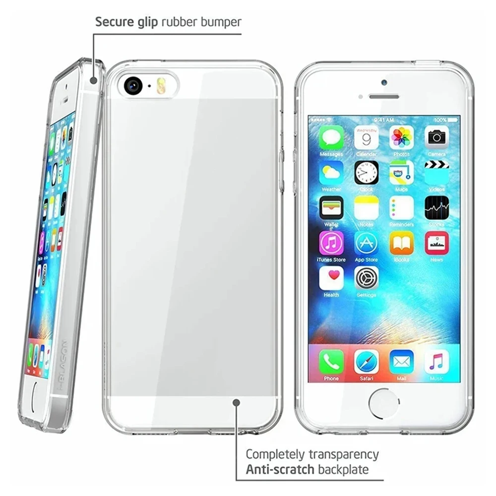 Funda de silicona para iPhone SE 5S 5, carcasa suave transparente y duradera, accesorios de cubierta trasera protectora para APPLE iPhone SE 5S 5