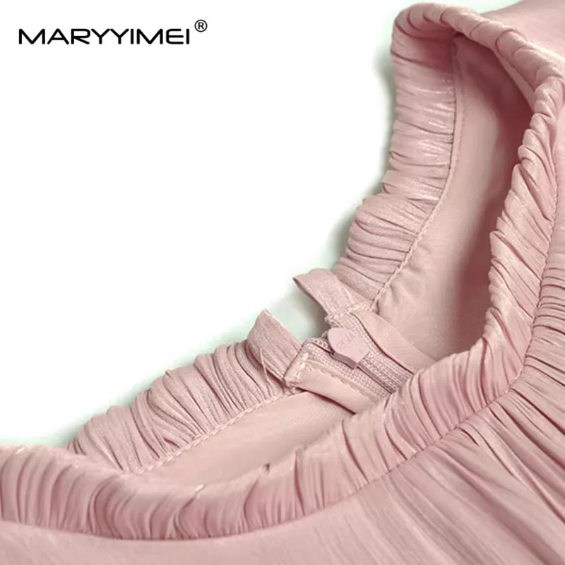 MARYYIMEI Women\'s Vintage Solid Color Dress Butterfly sleeve Tiered Ruffles Beading Crystal Elegant Evening Dresses