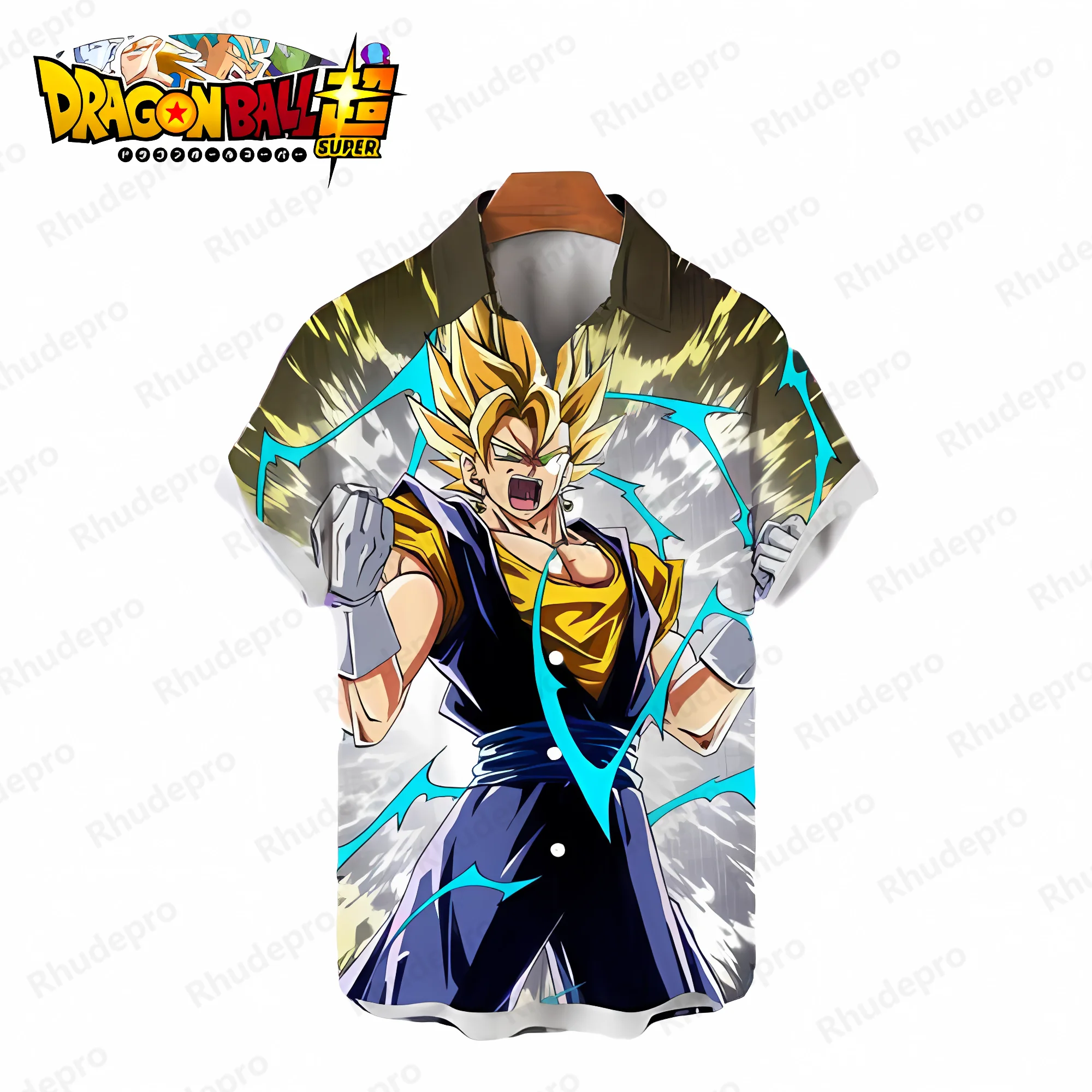 Streetwear de anime Dragon Ball Z masculino, camisa Harajuku, roupas estilo praia, moda Super Saiya, fofo, grandes dimensões, verão, Y2k, 2024