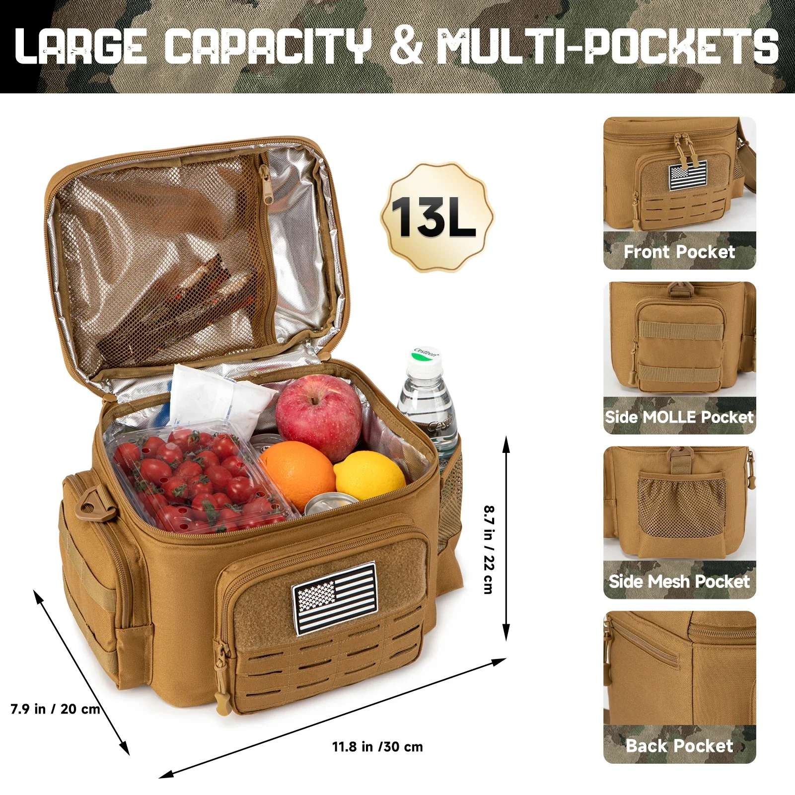 Tactical Thermal Cooler Bag picnic cooler box camping lunch bag Outdoor Heavy Duty Lunch Boxs cooler backpack camping storage