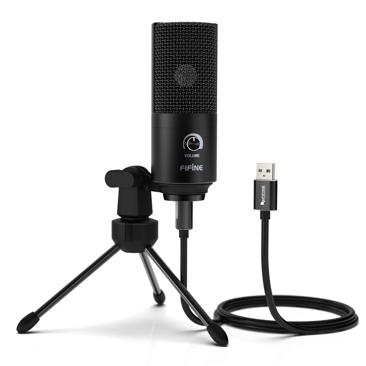 FIFINE USB PC Microphone à condenseur pour MAC OS/Windows, micro portable cardioïde en métal pour enregistrement, voix off,Streaming,Meeting-K669B