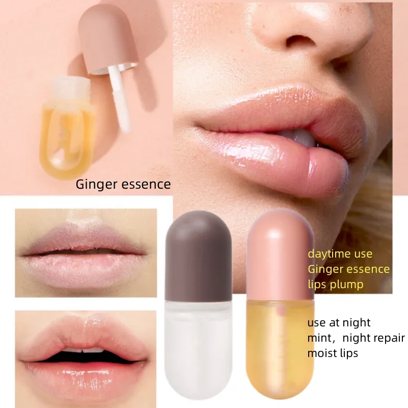 DEROL Ginger Extract Peppermint Lip Plumper Day Night Repair Moisturizing Long-lasting Lip Pack Lip Purple Special Effect Makeup