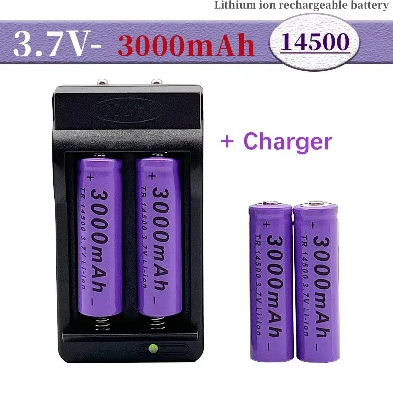 14500 lithium battery 2024 100% The latest  3.7V 3000mAh rechargeable battery for LED flashlight toy+charger