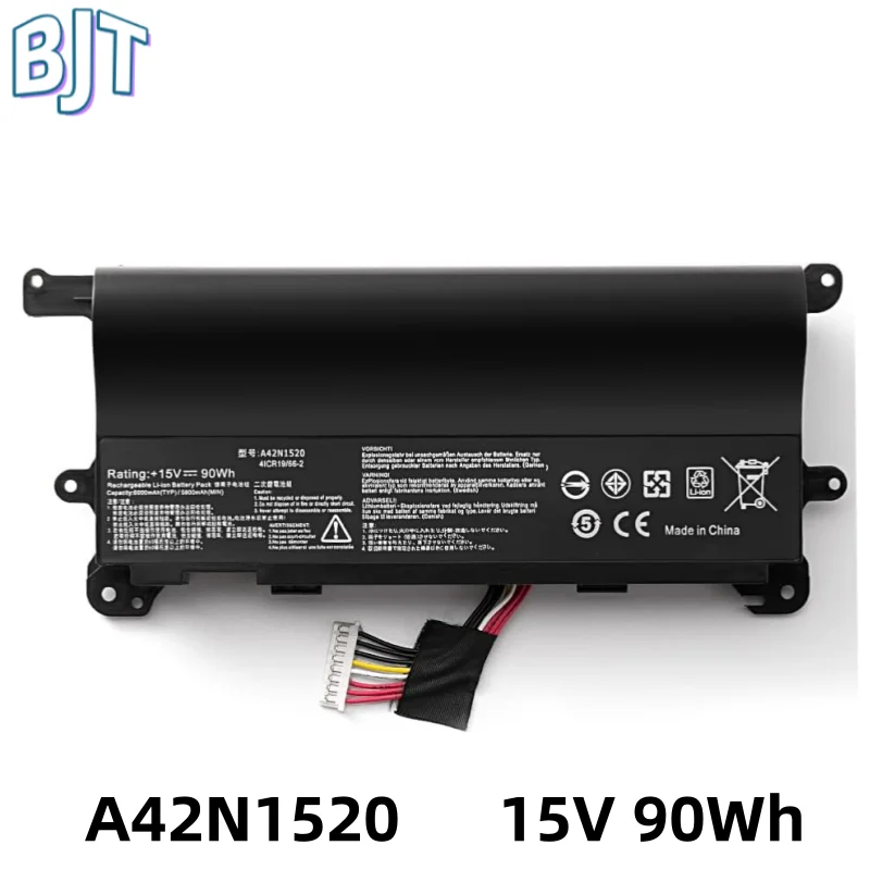 

15V 90Wh Laptop Battery A42N1520 for Asus ROG G752VY GFX72 GFX72V G752VS GFX72VY6700 Notebook 4ICR19/66-2 0B110-00380000 8Cell