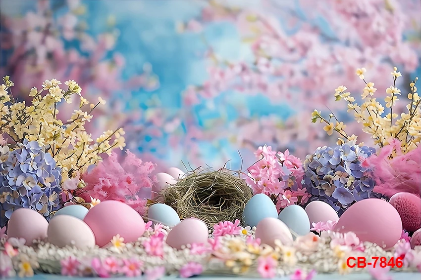خلفية عيد الفصح الربيعية، يوم مشمس، مرج الزهور، البيض الملون، خلفية التصوير الفوتوغرافي للأطفال، عيد ميلاد الطفل
