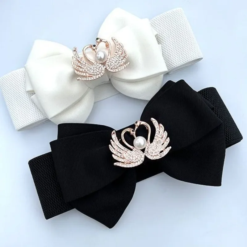 Luxury Belt Fashion Bow Tie Waistband Elastic Waistband Outer Dress Ladies Waistband Decoration Diamante Waist Belt for Women