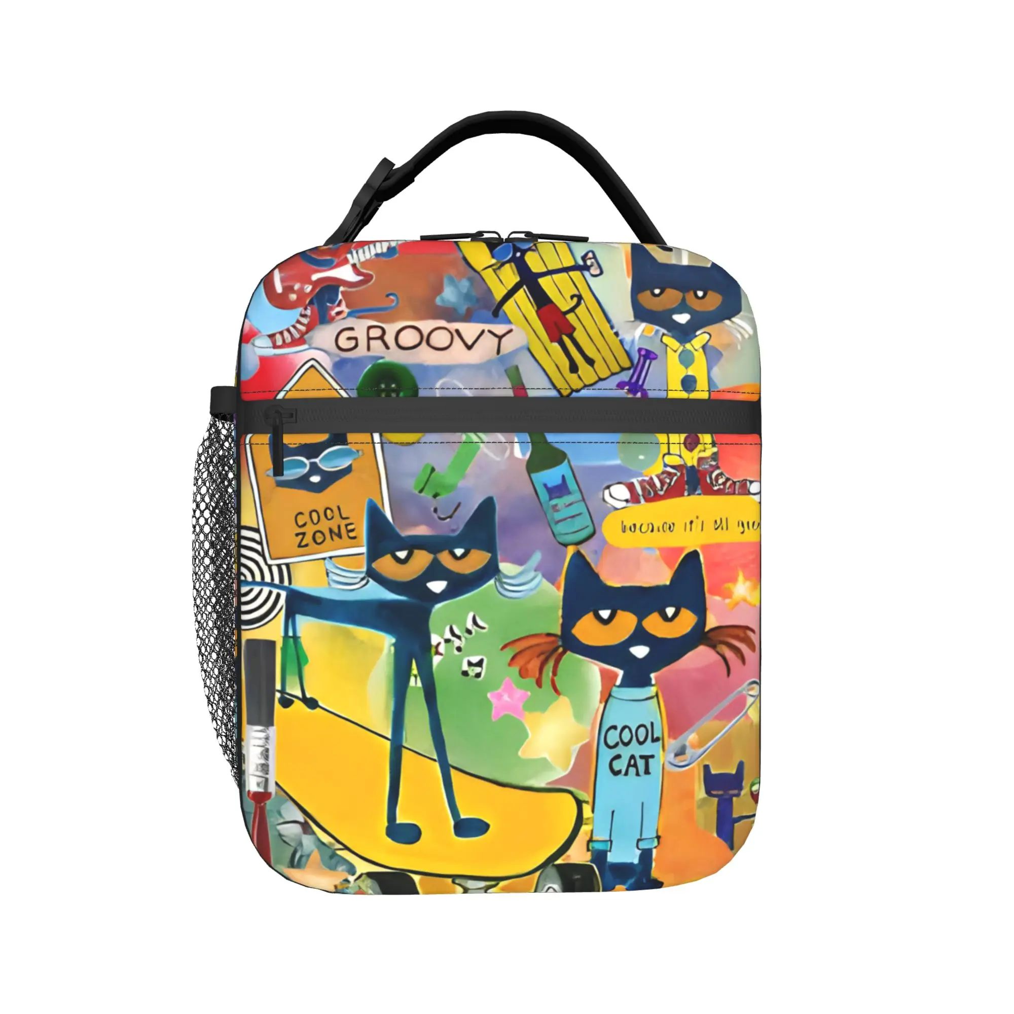 Cool Kitten Pete the Cat  Insulated Lunch Bag Portable  Lunch Container Thermal Bag Tote Lunch Box College  Travel Food Handbags