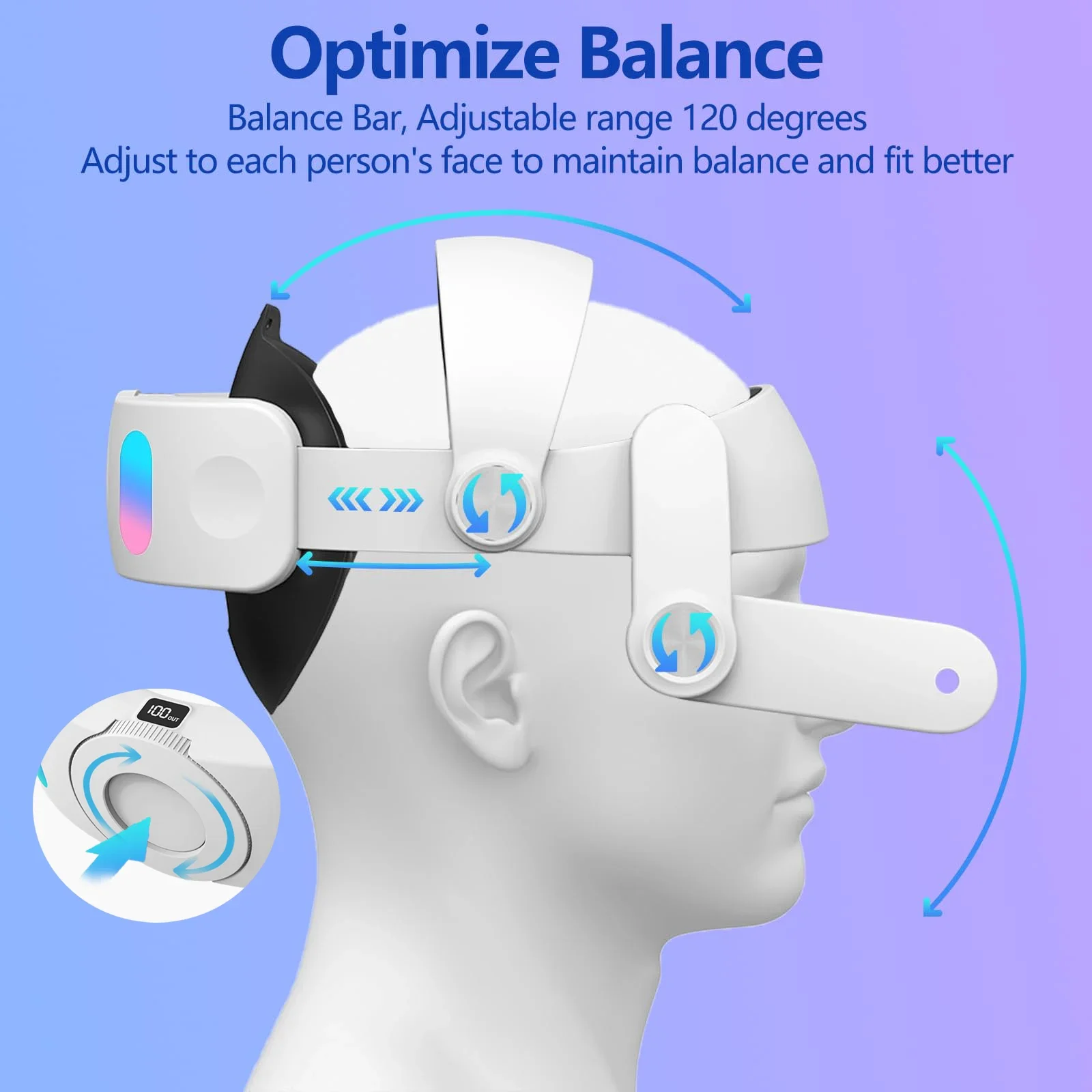 Comfort Halo Strap 10000mAh Battery For Meta Quest 3S/Quest 3 Accessories18W Charging Enhanced Playtime Support Elite Head Strap - Image 4