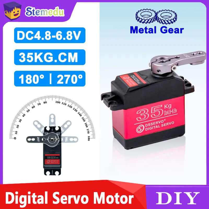 

Цифровой сервопривод DS3235, 35 кг, цельнометаллический, IP66, водонепроницаемый, 180 ° /270 ° Высокий крутящий момент для роботов с радиоуправляемыми автомобилями 1:8 1:10