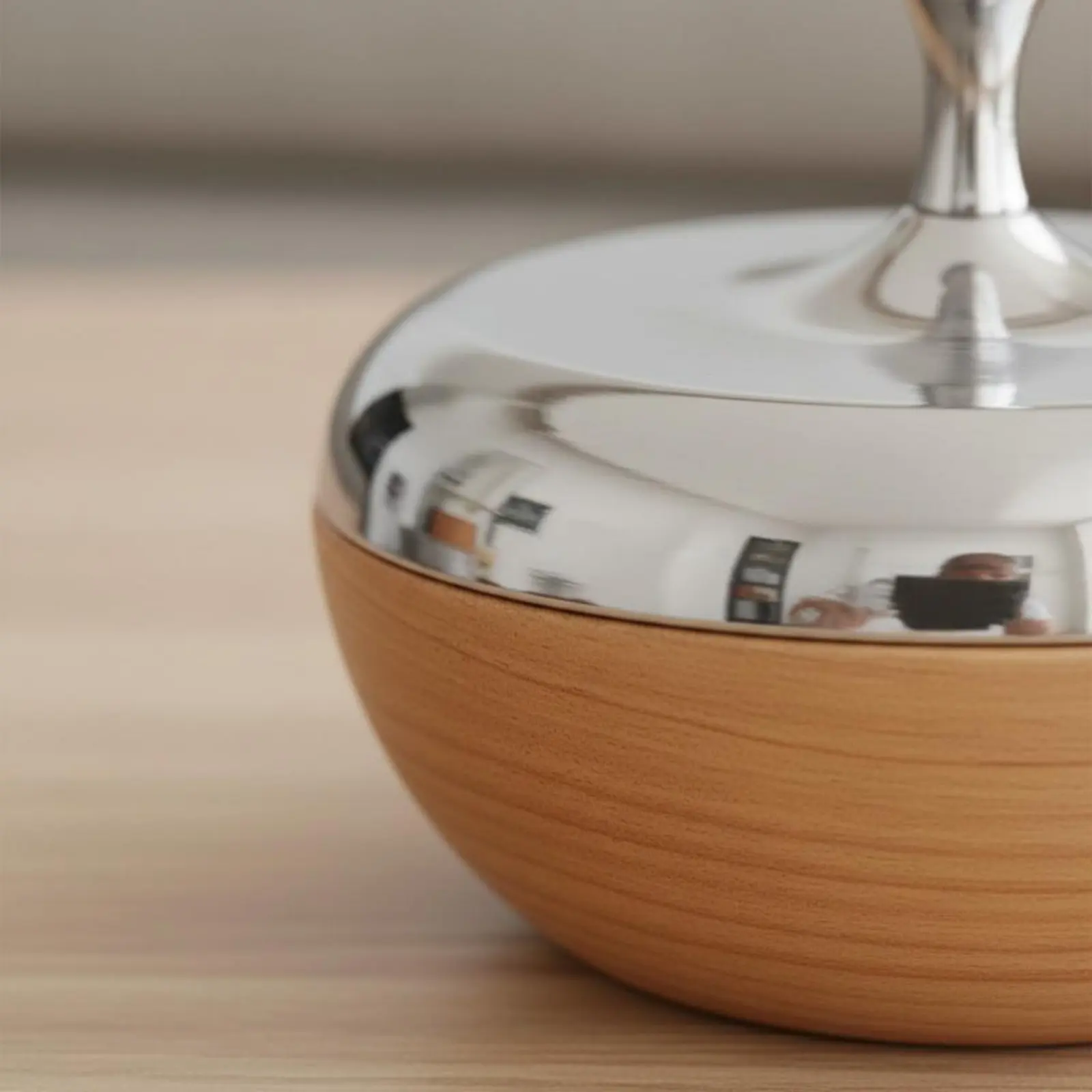 Stainless Steel Candy Jar Tabletop Decor Decorative Nut Dish Wooden Storage Bowl Housewarming Gift Decorative Canister - view 5