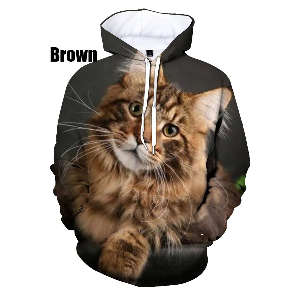 Sudaderas con capucha con estampado 3D de gato para parejas, jersey de manga larga de animales, sudaderas deportivas informales, prendas de vestir
