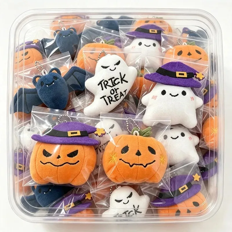 Halloween Stuffed Plush Keychain Kawaii Pumpkin Ghost Witch Hat Charm for Women Bag Decor Halloween Trick or Treat Gifts