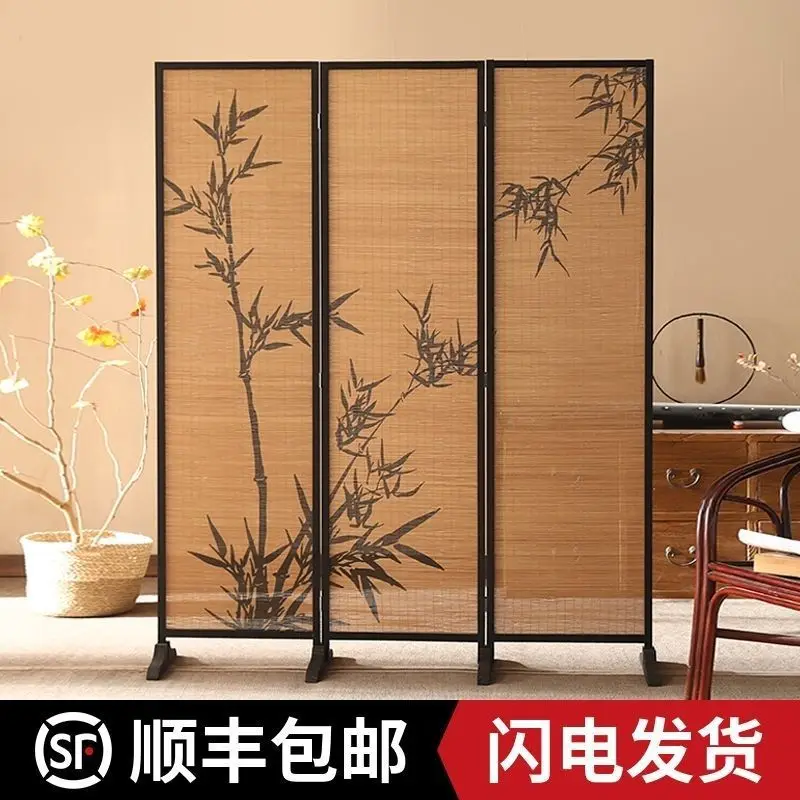 Song Dynasty Aesthetics New Chinese Screen Bamboo Tea Room Partition Bamboo Weaving Living Room Surrounding ** Wind Bamboo Shado