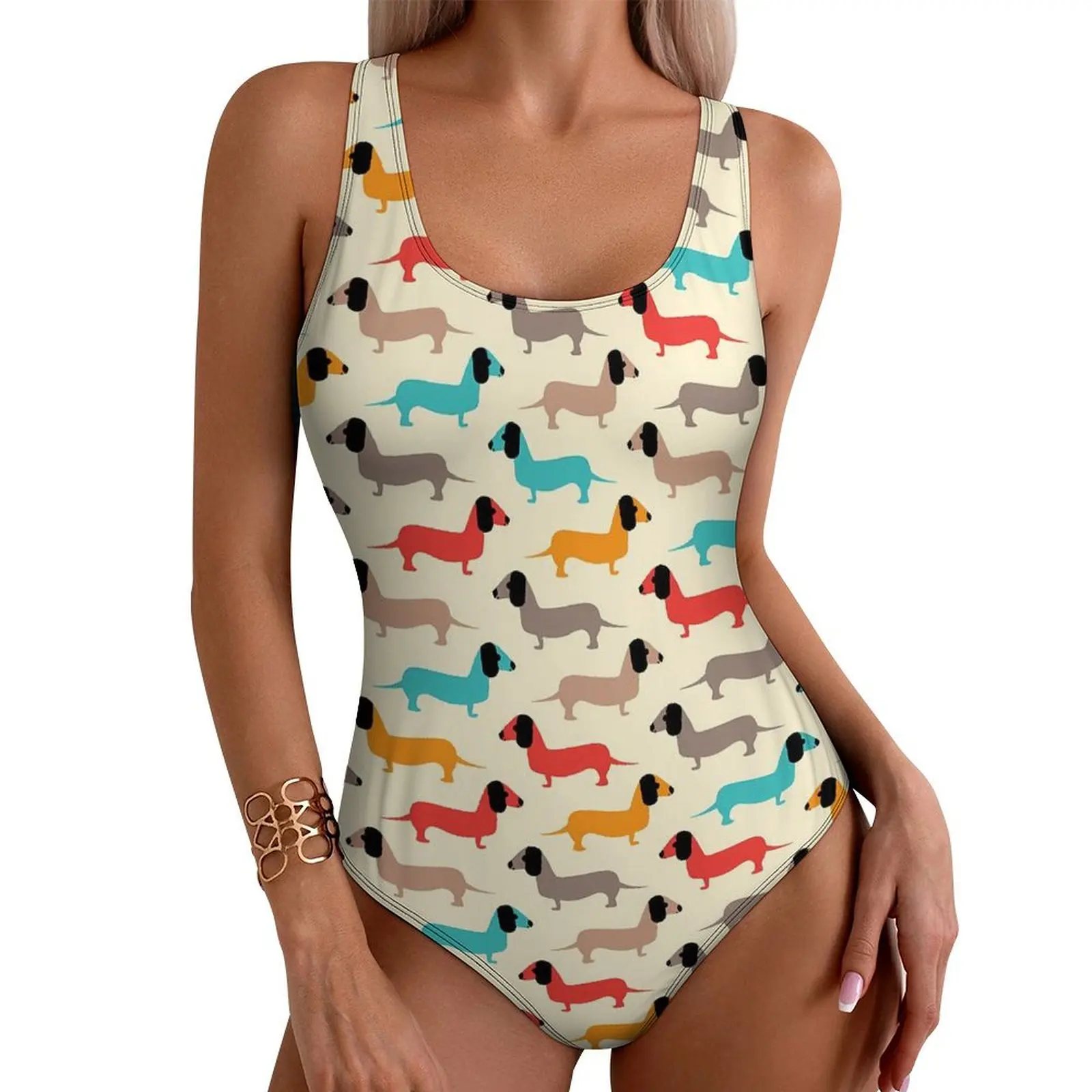 

Pet Dog Print Swimsuit Cartoon Animal Push Up Swimwear One Piece Holiday Swim Bathing Suits Bodysuit Sexy Beach Wear Large Size