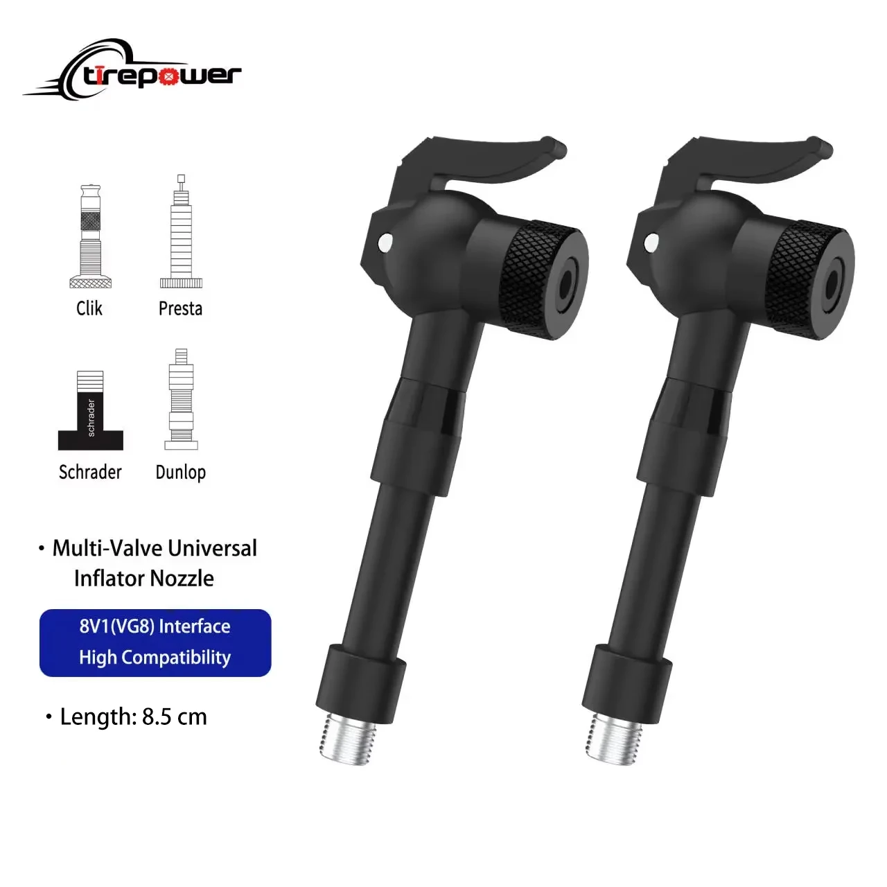 Air Inflator Hose Nozzle Adapter  Locking Air Chuck Standard Tire Valve Fine Thread Leak-Free Inflation for Bike Motorcycle Tire
