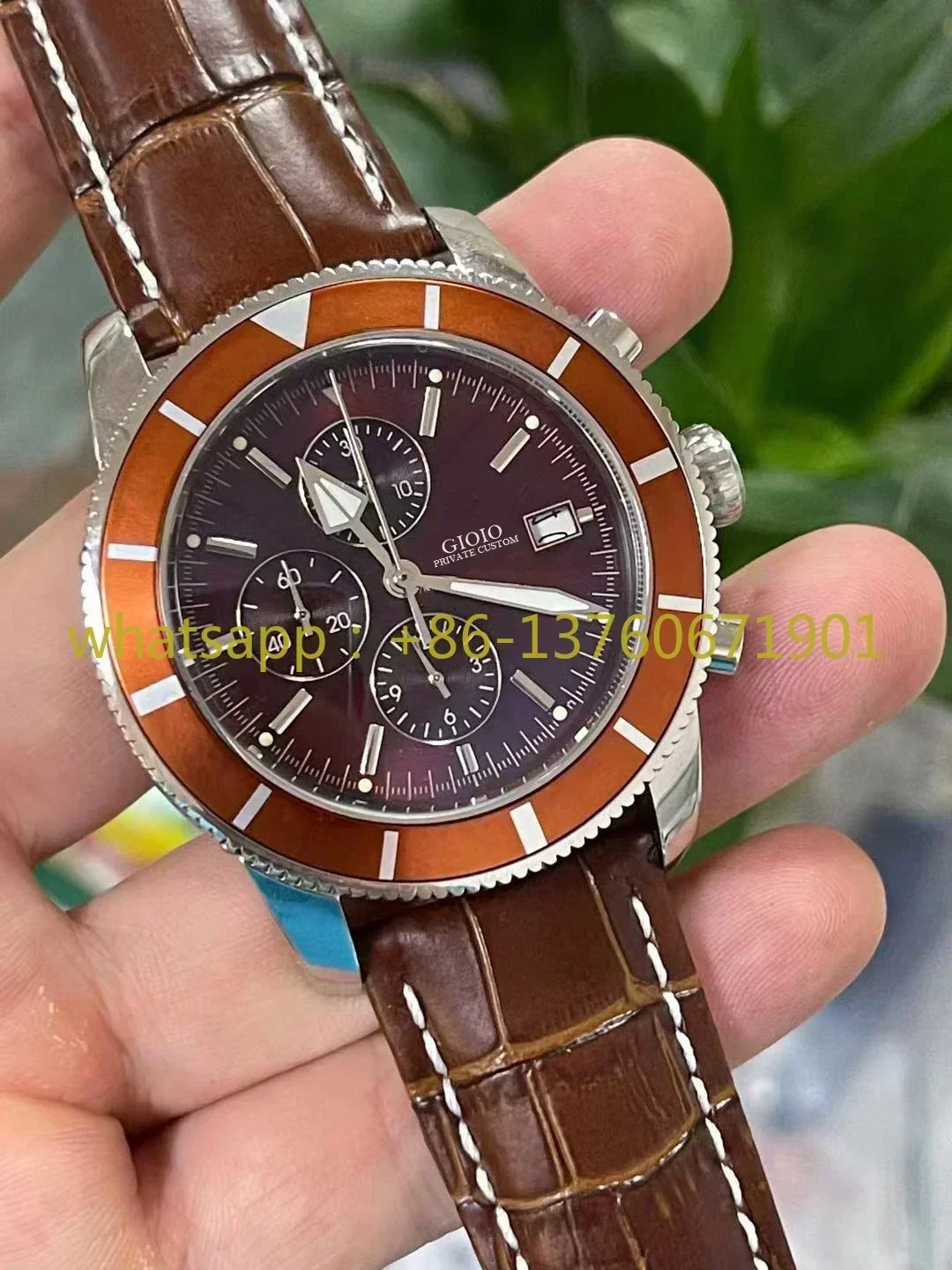 Luxury New Black Blue Brown Leather SuperOcean Mens Watch Ceramic Quartz Chronograph Watches