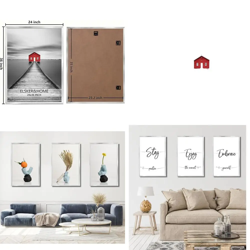 

Set of 3 Silver 24x36 Poster Frames, Versatile for Wall Hanging, Durable and Scratch-Resistant