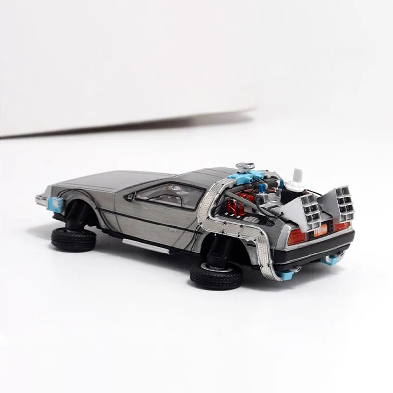 Diecast Original 1:64 Scale Back To The Future Time Car Simulation Alloy Car Model Collection Decoration Toy Gift Souvenir