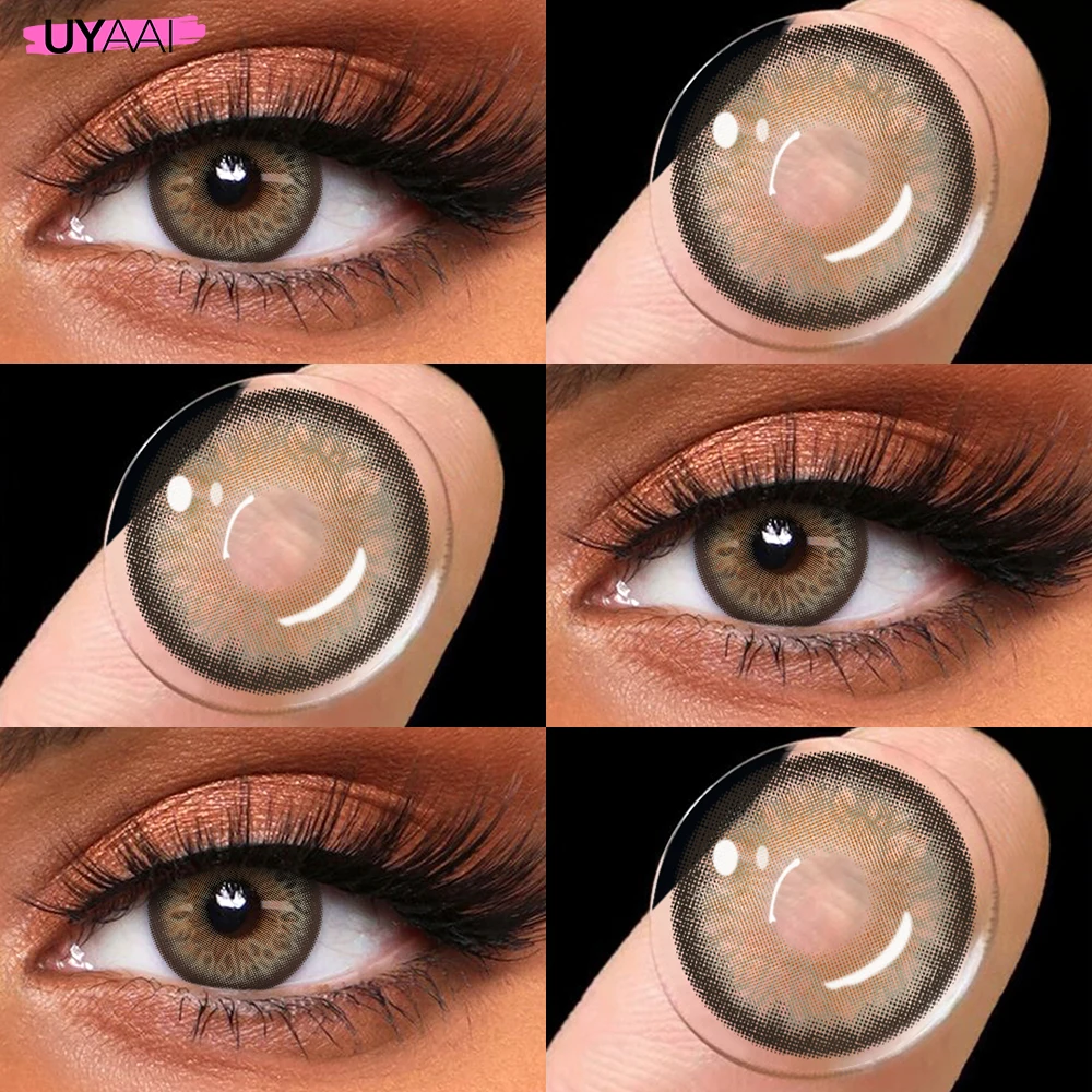 UYAAI Natürliche Braune Linsen, Grüne Schönheitslinsen, 1 Paar Farbige Augenpupillen, Koreanischer Stil, Modische Linsen für Große Augen, Grüne Colorcon – Detail 20