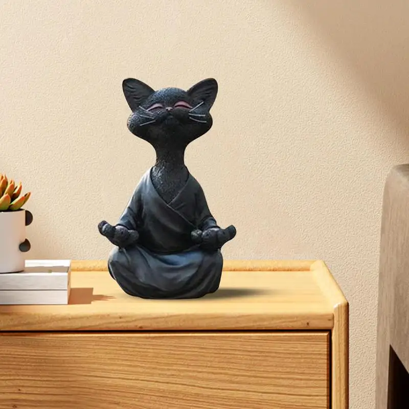 Cat Buddha Figurine Whimsical Cat Buddha Figurine Meditation Yoga Decor Yoga Pose Figurine Whimsical Cat Buddha Figurine