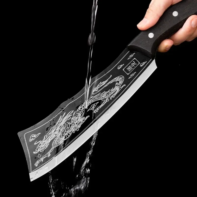 Stainless Steel 8 inch Butcher Knife Forged Kitchen Chopping Knife Handmade Meat Cleaver Chef Cutter for Household With Cover