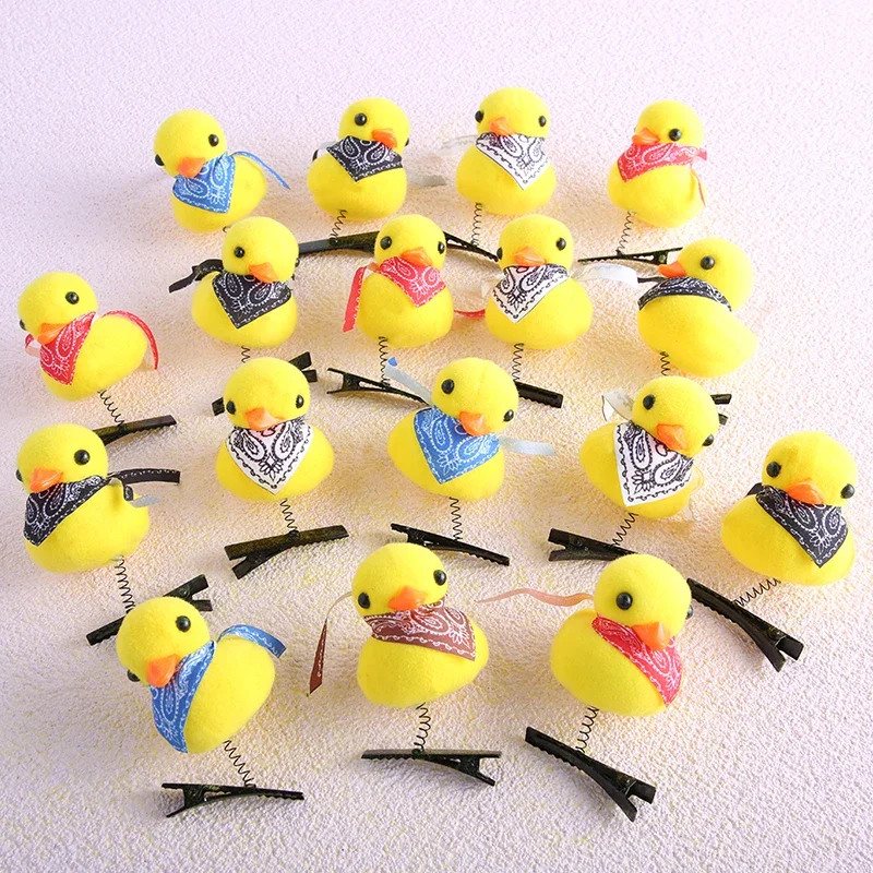 10/20/50/100Pcs/lot  Cute Cartoon Hairpin 3D Little Yellow Duck Hair Clip Hairdress Girls DIY Duckbill Clip Hair Accessories