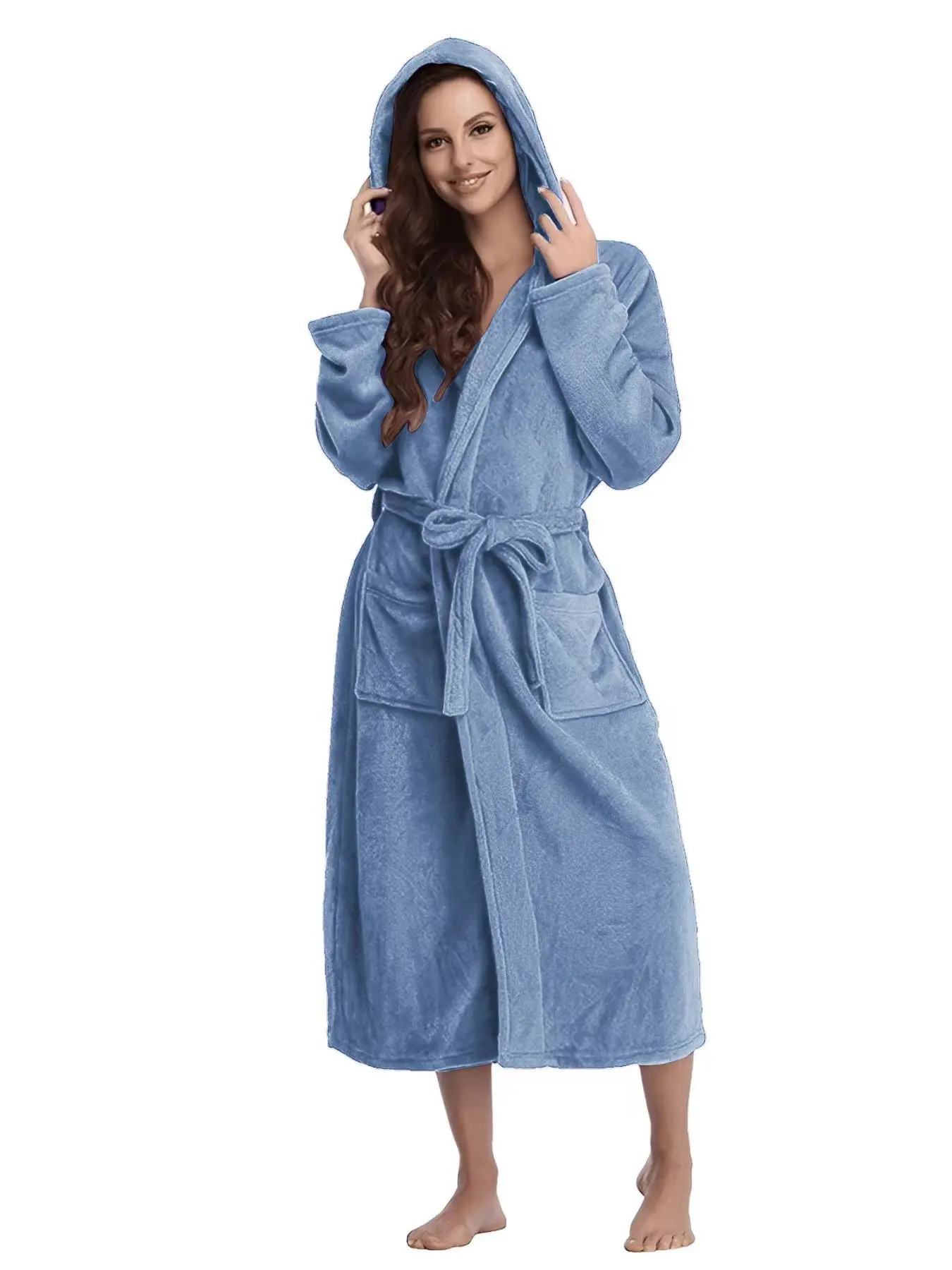Female Autumn and Winter Warm Long Coral Velvet Thick Couple Bath Bathrobes Men Women Pajamas Shower Robe Bath Towels For Adults