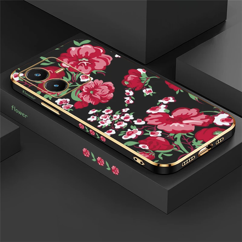 تصفيح حافظة هاتف من البولي يوريثان ل Vivo Y20 2021 Y18 Y17S Y16 Y21 Y21E Y21S Y21A Y20i Y20A Y20G زهرة نمط للصدمات الغطاء الخلفي