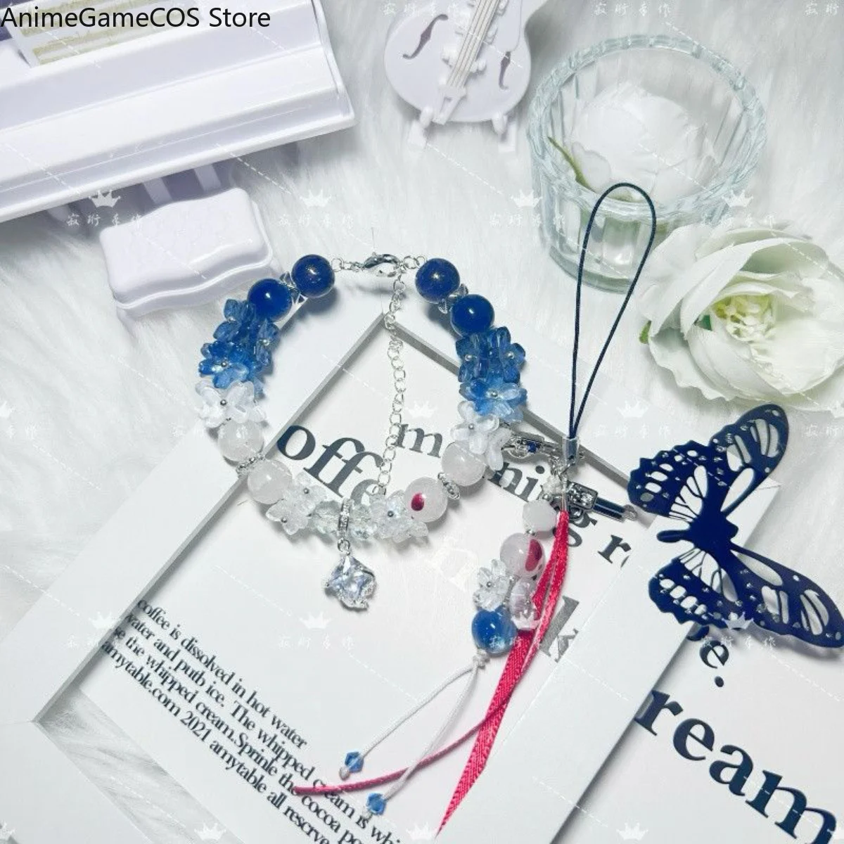 Anime Genshin Impact Alyosha Handmade Bracelet Original Handchain Phone Chain Keychain Pendant Cosplay Birthday Gift Xmas