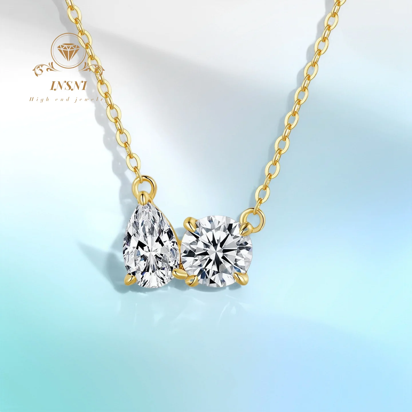 

Ожерелье с подвеской в форме капли и круга из муассанита, позолота 14К, серебро S925, для женщин, роскошное, сертифицированное, элегантное, шикарное ювелирное изделие