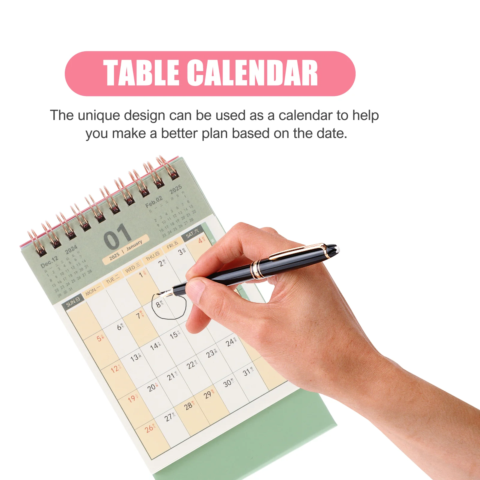 2025 Desk Calendar Small Table Standing Flip Calendars Mini Desktop for Decorative